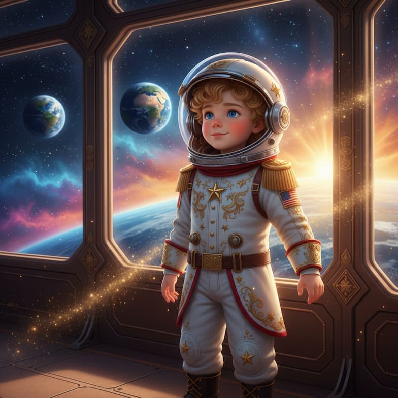 Child illustrated as Astronaut in their personalized storybook