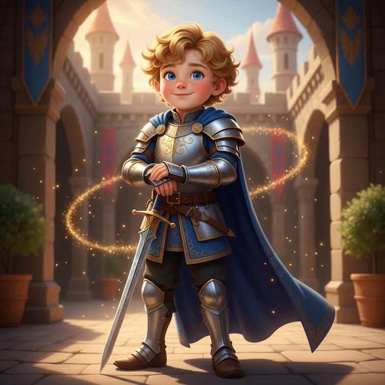 Child illustrated as Knight in their personalized storybook