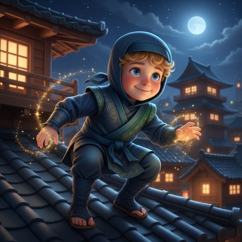 Child illustrated as Ninja in their personalized storybook