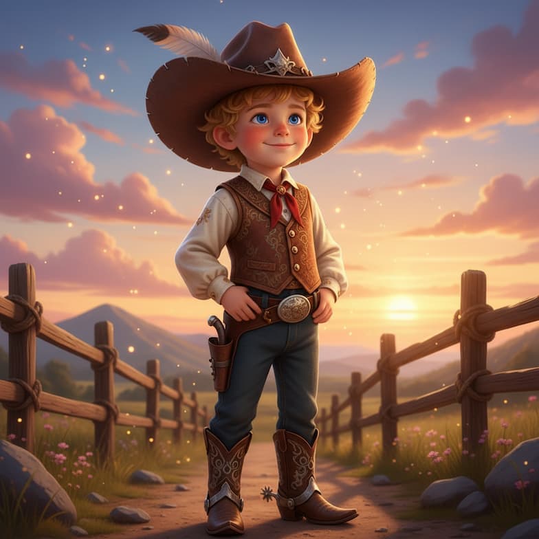 Child illustrated as Cowboy in their personalized storybook